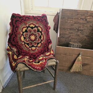 42" Baby Afghan, Mandala Blanket, Small Throw